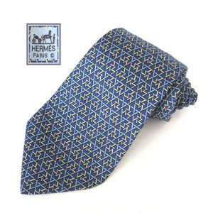 HERMES 7531 IA geometric pattern silk neck tie France